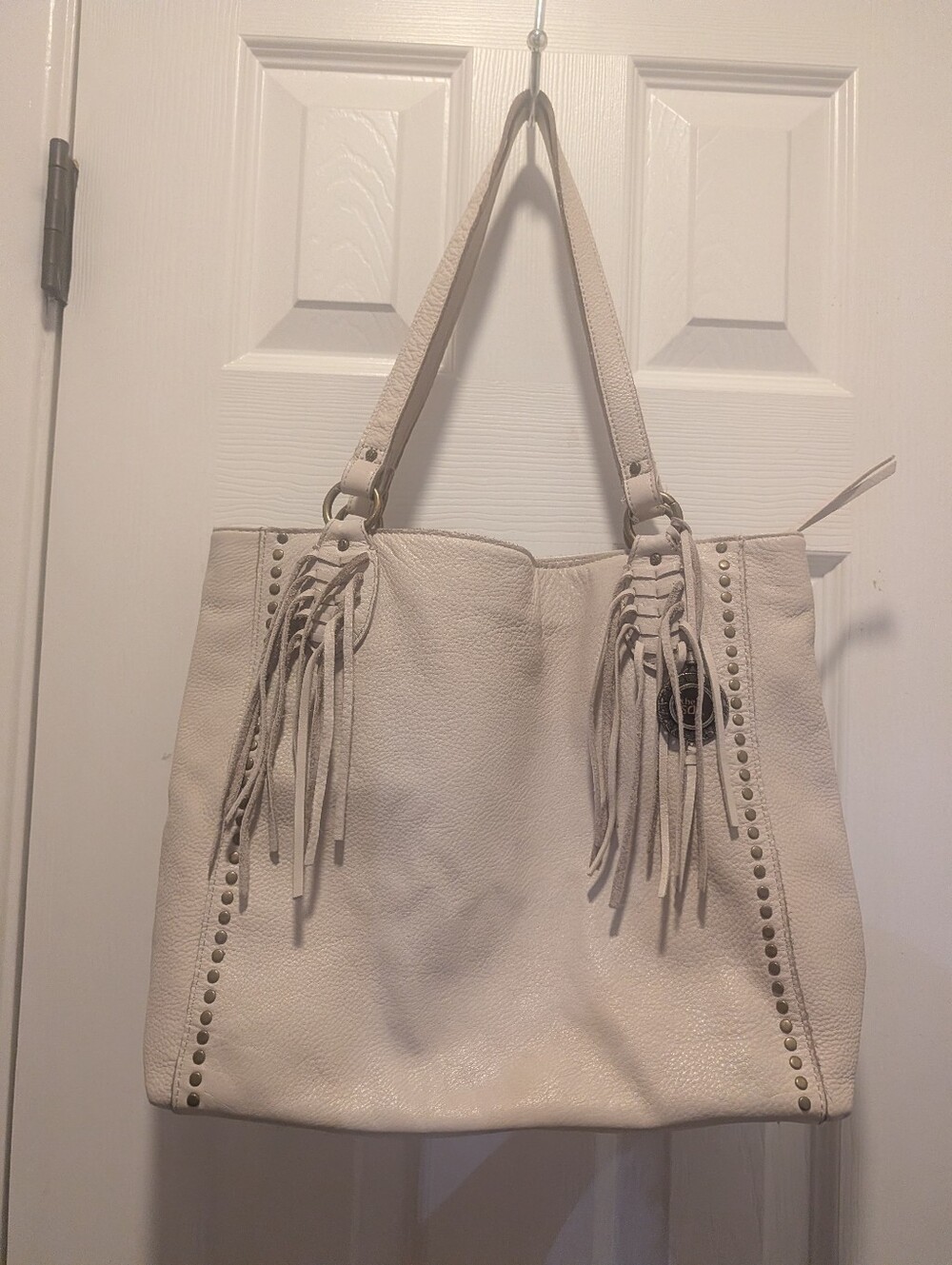 The Sak Women's Tassel Studded Tote Bag in Light Beige